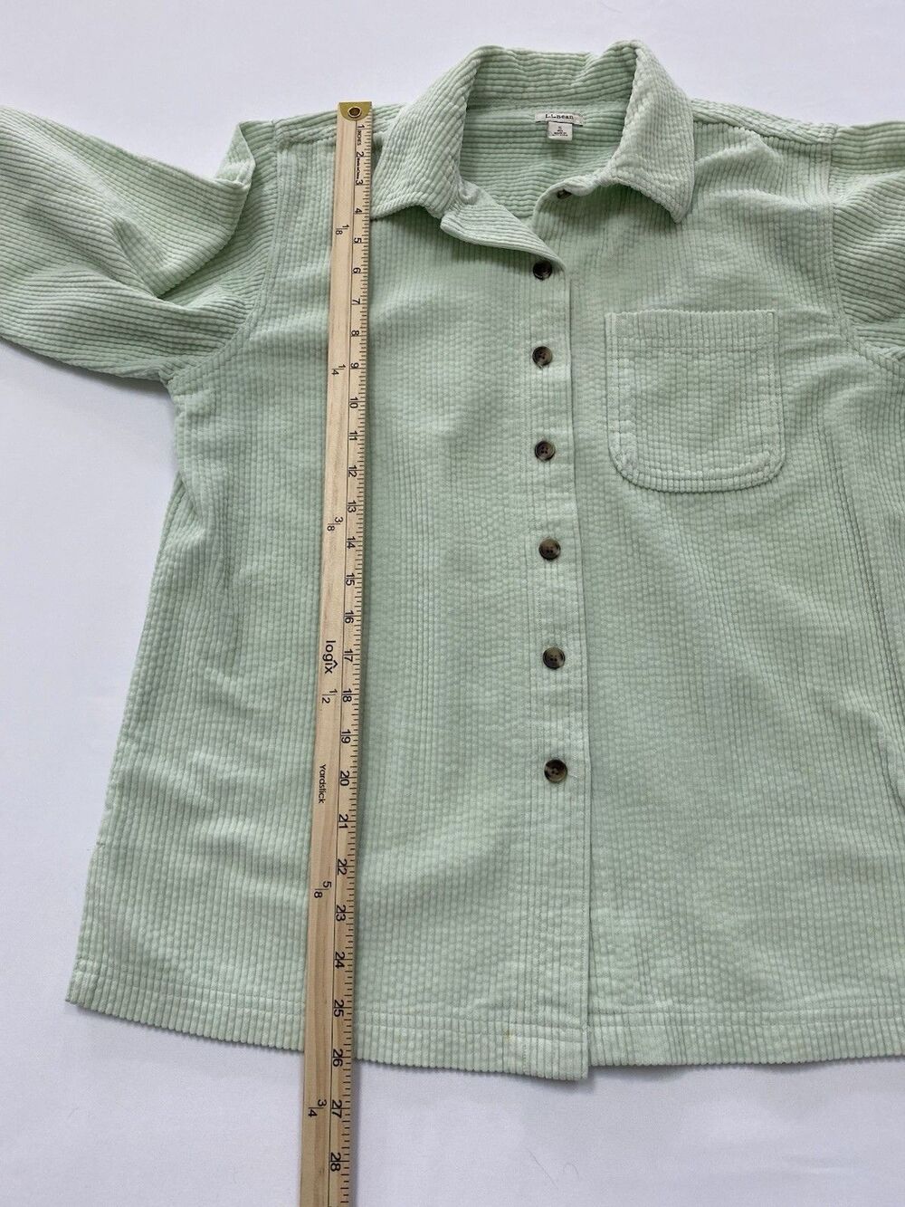 L.L. Bean Mint Green Textured Corduroy Button Down Shirt S Small - Picture 5 of 6